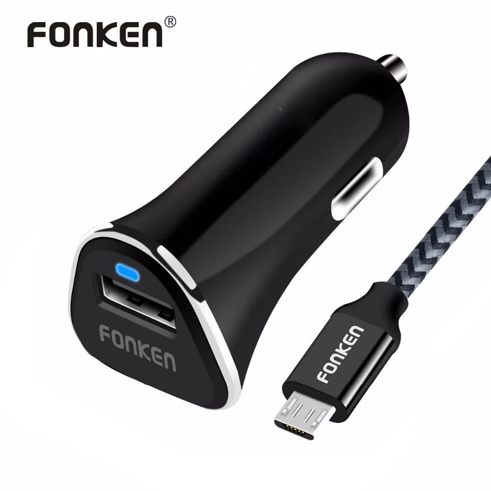 Автомобильное зарядное устройство FONKEN Quick Charge 3,0 USB Автомобильное зарядное устройство QC3.0 QC2.0 быстрое зарядное устройство для телефона 12V 1.5A светодиодный светильник для мобильного телефона зарядное устройство