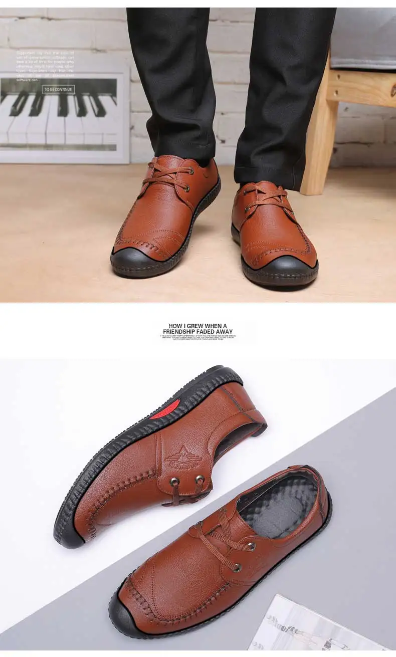 Mens Leather loafers boat shoes None-Slip Lace-up comfortable outdoor sports shoes spring autumn ankle boots (16)