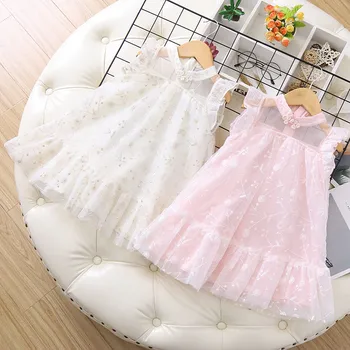 

Flower Embroidered Girls Dress 2020 Summer Children Girls' Princess Dress