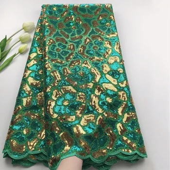 

High quality voile organza sequence glitters pearls African french net lace embroidered beaded mesh tulle sequins lace fabrics
