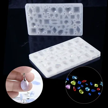 

Full Mirror DIY Jewelry Crystal Epoxy Silicone Mould Love Geometry Water Drop Moon Semicircle Five Star Pendant Mould