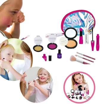 

Girls Pretend Play Kids Makeup Set Portable Brushes Improve Aesthetic Ability Lipstick With Handbag Princess Cosmetic Simulation