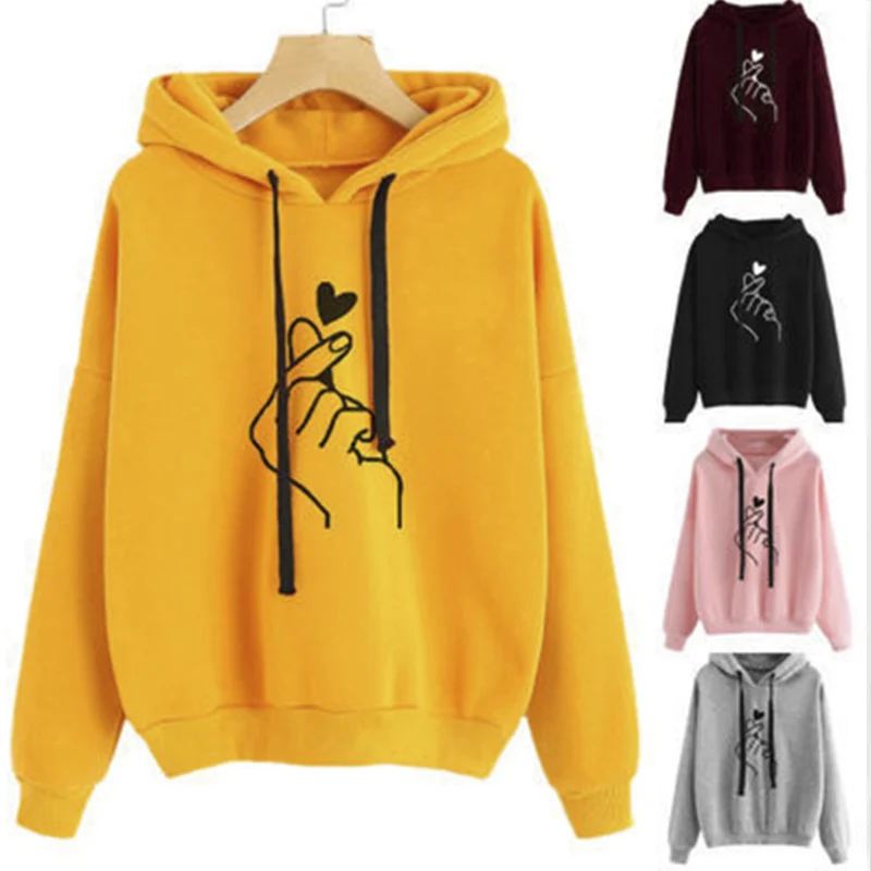  Hoodies Sweatshirt Women Oversize Pullover Kawaii Fleece Yellow Hoodie Top Harajuku Casual Female D