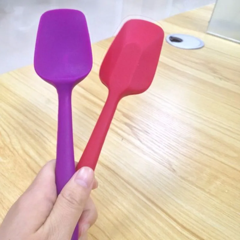 Universal Heat Resistant Integrate Handle Silicone Spoon Scraper Spatula Ice Cream Cake Kitchen Tool Utensil AB