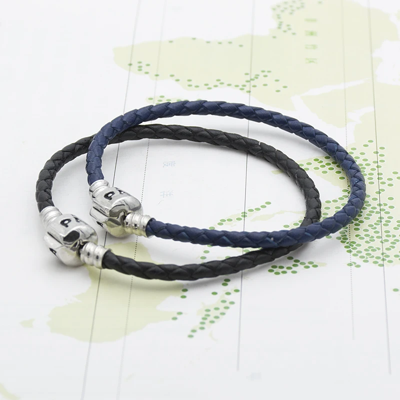 

Mingshang wholesale basic chain DIY bracelet Genuine leather bracelet single five colors have plus size leather rope