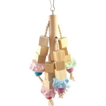 

Parrot Bird Chewing Toy - Natural Wooden Parrot Blocks Knots Tearing Toy