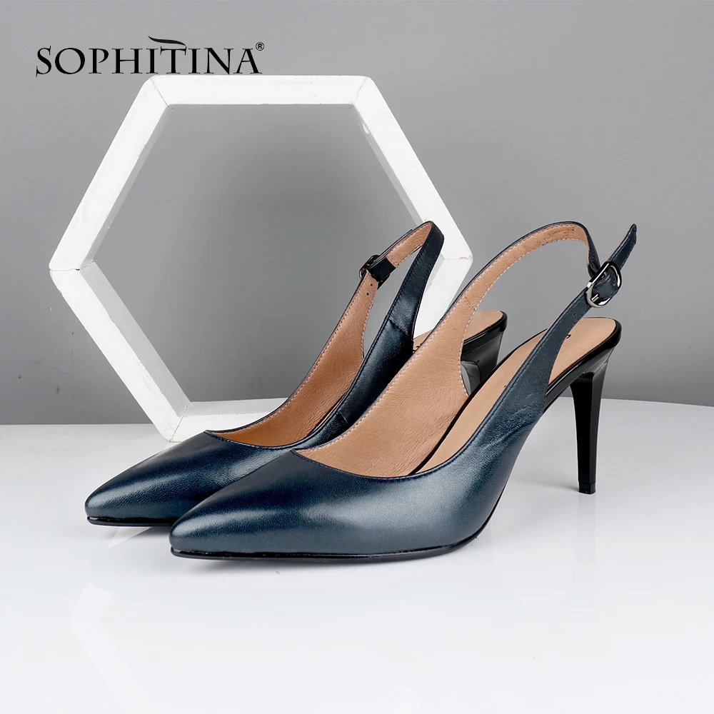 SOPHITINA/однотонные туфли-лодочки на высоком тонком каблуке женская обувь из