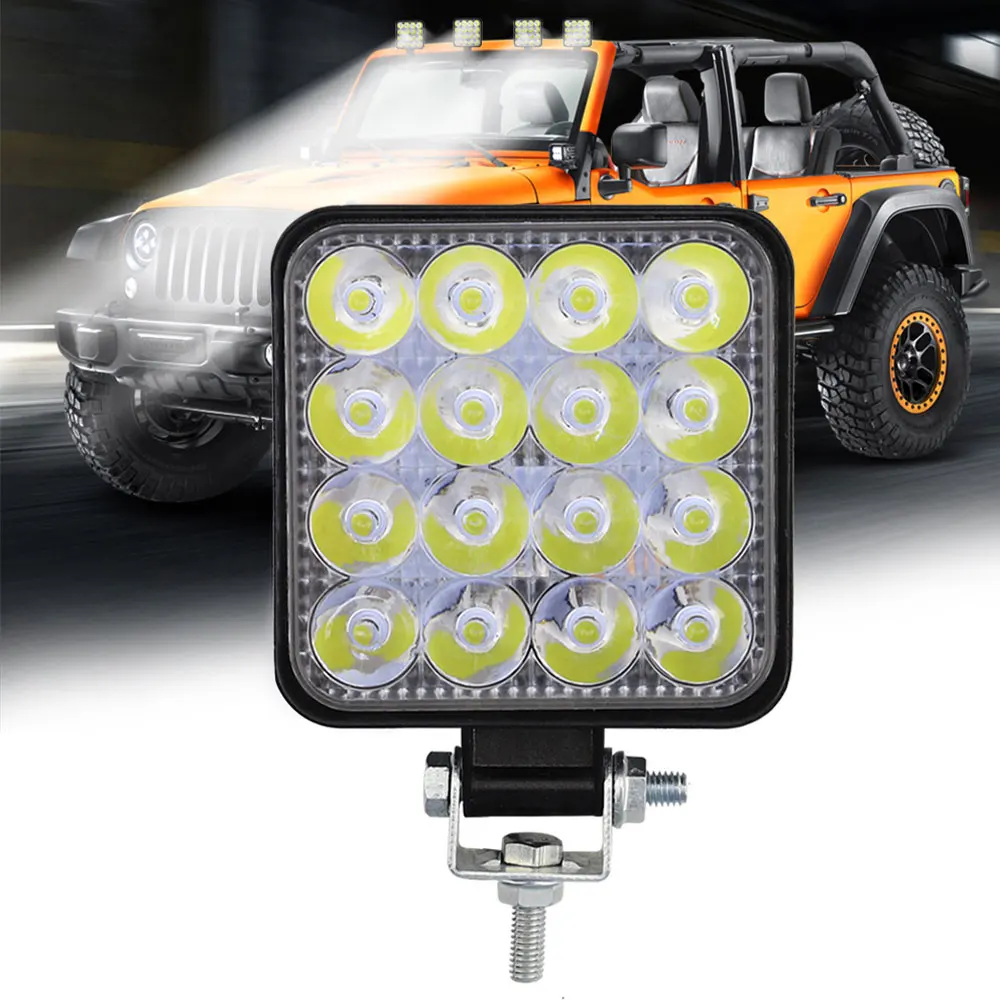 

1pcs 12V 24V LED Car Work Light 16LED Spotlight Flood Work Light 48W Car SUV Off-road LED Light Bar 4x4 led SUV DRL Fog Lamp
