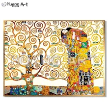 Высокое качество известный густавь Климт, картина маслом Картина Ручная роспись любовник обнимается под деревом картина маслом на холсте имитация искусства