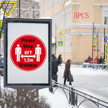 

5PCS Marker Floor Please Keep Wait Here Stand Here Keep 6ft in Between Distance Marker Floor Ground sign Isolated label 30CM