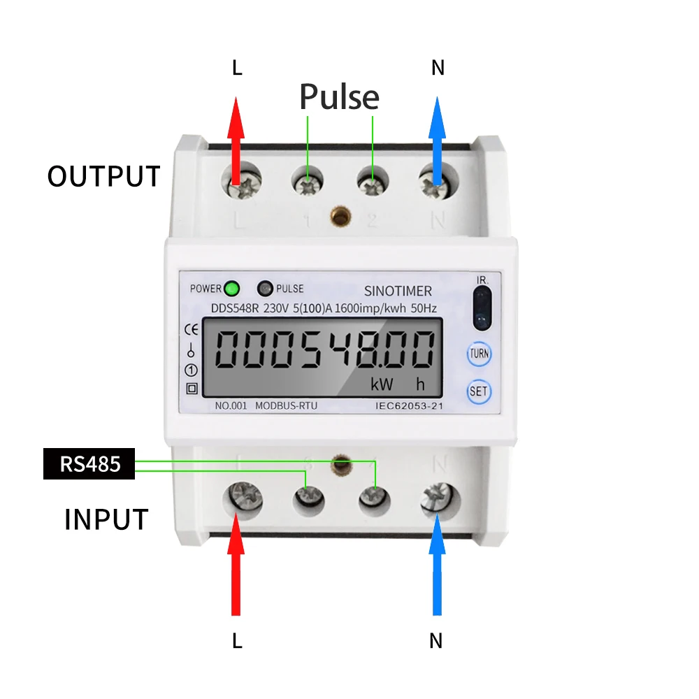 Домашний Modbus RS485 5-100A 230 В измеритель мощности переменного тока однофазный din-рейка ЖК-цифровой дисплей электронный измеритель kwh киловатт час