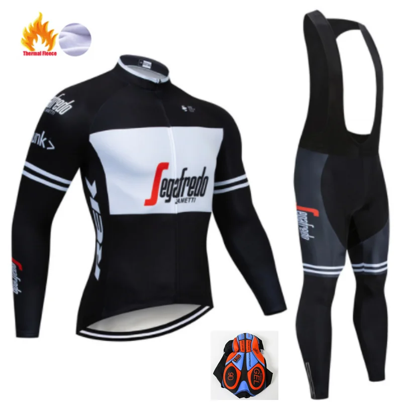 Черно-белый трекинговый велосипед с длинными рукавами, одежда из теплого флиса, Ropa Roupa Invierno, одежда для MTB велосипеда, зимняя одежда для велоспорта - Цвет: Winter Cycling set