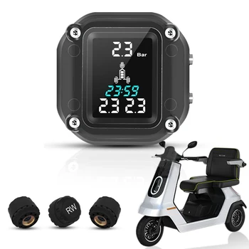 

Waterproof Tricycle Motorcycle Tire Pressure Monitoring System Wireless LCD Display External Sensors netic Charging