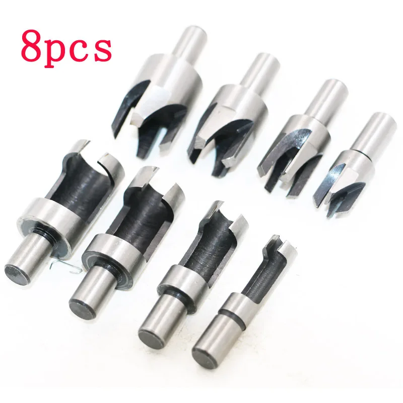 

8Pcs/set Wood Plug Cutter Claw Cylinder Cutter Tool Straight Tapered Taper 5/8" 1/2 3/8 1/4 Woodworking Cork Drill Bit Knife h2