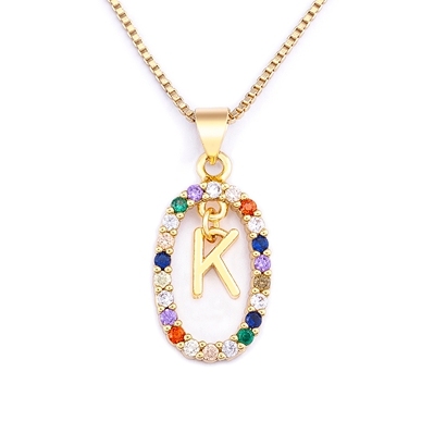 Hot Sale Colorful 26 Letters A - Z Initial M S C K Alphabet Pendant Long Chain Necklace Name Jewelry Women Accessories Gift