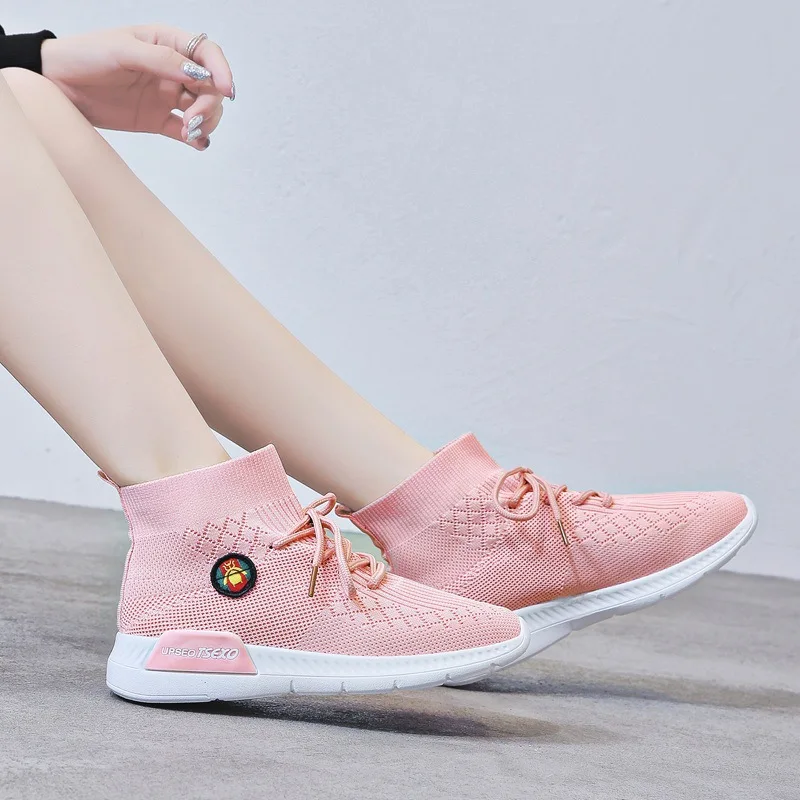 

Wa zi xie Women's Fly Netting Surface Autumn And Winter New Style Breathable Casual Women's Light Sports Fitness Running Shoe Mi
