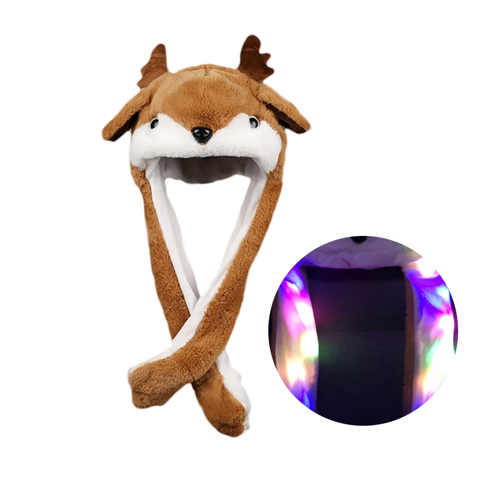 Для мужчин Для женщин в виде неукротимой угрюмой декоративный реквизит, шляпа забавные вечерние уха движущегося света Рождество Мягкая мультфильм милый ручной защемления из искусственного меха