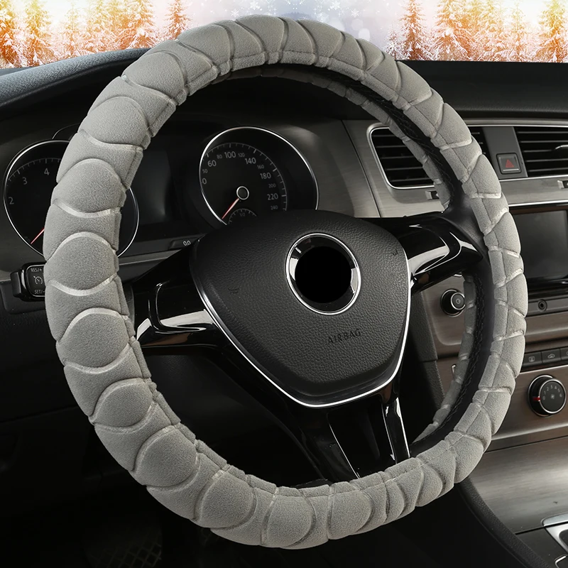 Зимняя плюшевая крышка рулевого колеса для Polo sedan Golf 3 4 5 6 7 Jetta Passat Touran Touareg Phaeton Scirocco автомобильные аксессуары
