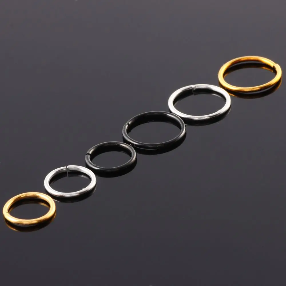 black 10mm 1 шт серебряное золото Ретро Зеленый Камень круглые бусины нос кольцо ноздри обруч Пирсинг ювелирные изделия 10 мм 12 мм - Окраска металла: black 10mm