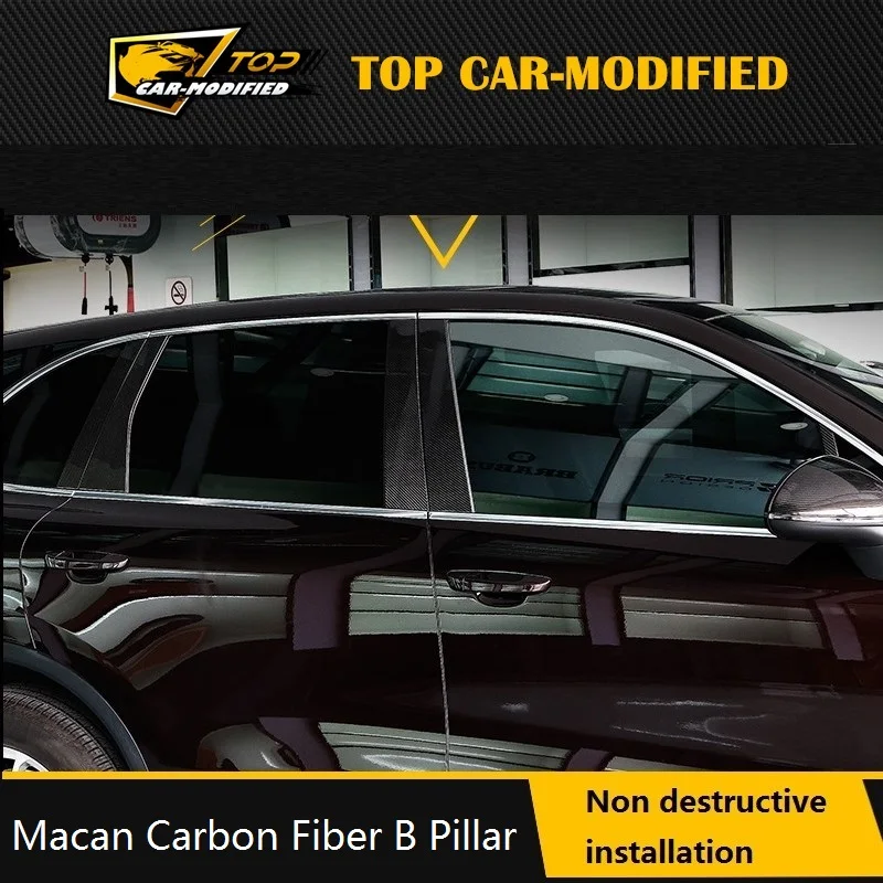 Best Offers Free Shipping Carbon Fiber Auto Door B-Pillars Side Window Covers Trims Car Parts for Porsche Cayenne 2011-2017