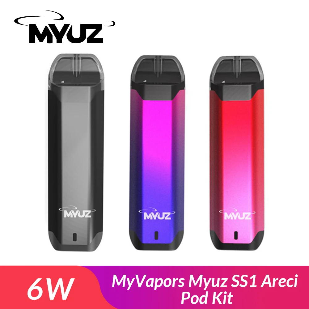 

Original MyVapors Myuz SS1 Areci Pod Kit built in 450mAh+ SS1 Pod Cartridge 2ml Air-Driven E-Cig VS drag nano pod vape kit