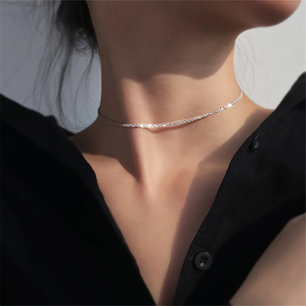Sparkling Silver Color Crystal Collar Chain Choker Necklace Bridal Women  Wedding Party Diamante Rhinestone Choker Jewelry