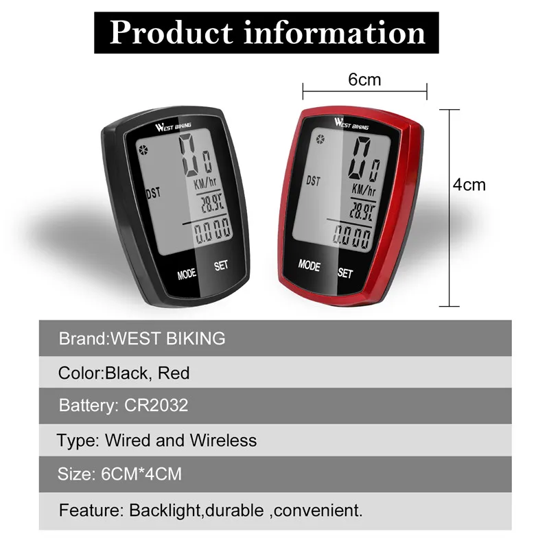 West biking велосипедный компьютер беспроводной проводной светодиодный цифровой скорость Велоспорт Водонепроницаемый одометр секундомер Спидометр велосипед компьютер