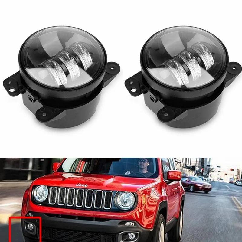 Для Jeep Wrangler Dodge Chrysler Cherokee, 2 шт., 4 дюйма, 30 Вт, круглый светодиодный противотуманные фары, светодиодный фонарь для вождения с поворотным сигналом и DRL