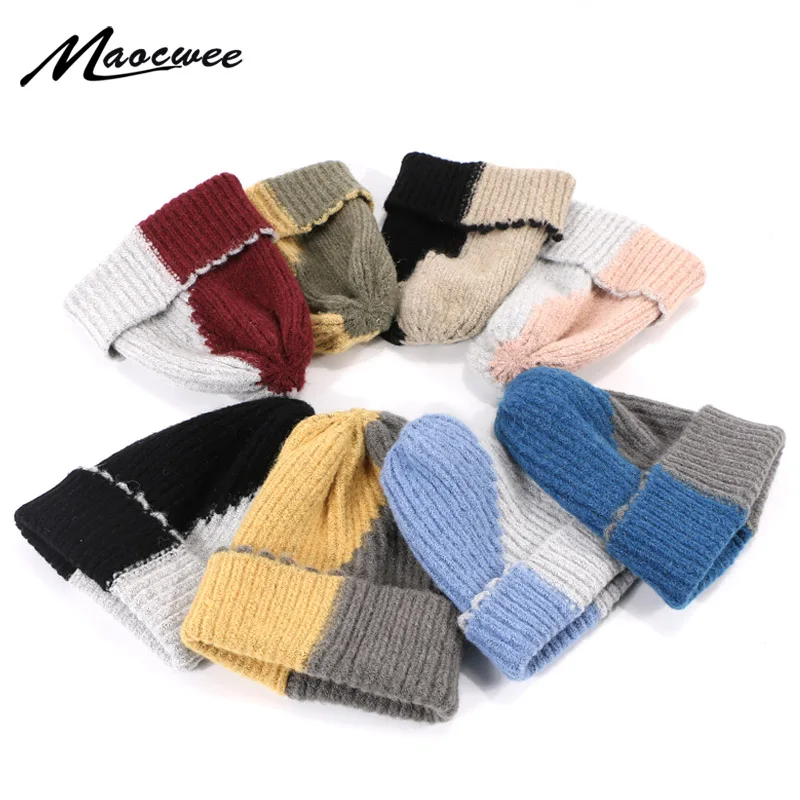 New Winter Knitted Hat For Men And Women Color Patchwork Casual High Quality Unisex Elastic Outdoor Warm Skullies Beanie | Аксессуары
