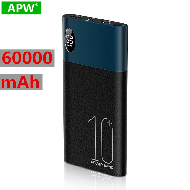 Large Capacity Power Bank 60000mAh Portable Charging Poverbank Mobile Phone External Battery Charger Powerbank for Xiaomi | Мобильные