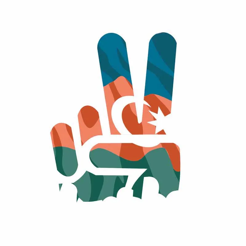 

New High-quality Color Car Sticker Decals Azerbaijan Flag Victory Gesture Decals Bumper Bodywork Vinyl Car Interior KK14*11cm