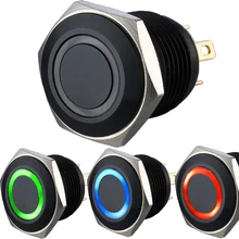 16mm preto rgb cor anel iluminado botão interruptor (ânodo comum e cátodo)