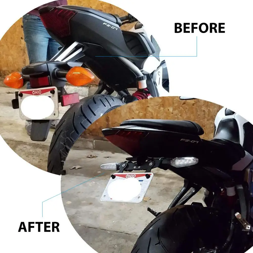  For YAMAHA MT07 Fender Eliminator License Plate Holder Bracket LED Light FZ 07 MT 07 2014-2019 2018 - 32833847912