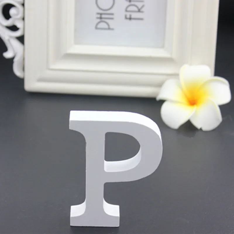 1pc 8CM White Wooden Letters English Alphabet DIY Personalised Name Design Art Craft Wedding Home Decor letters room decoration - Цвет: ZM-P