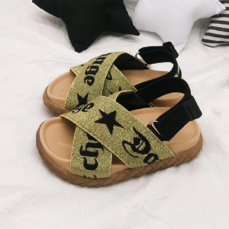 

Toddlers Shoes For Baby Girls New Arrival Summer Stars Princess Girls Sandals Elastic Children Slide Soft Kids Girls Flat Shoes