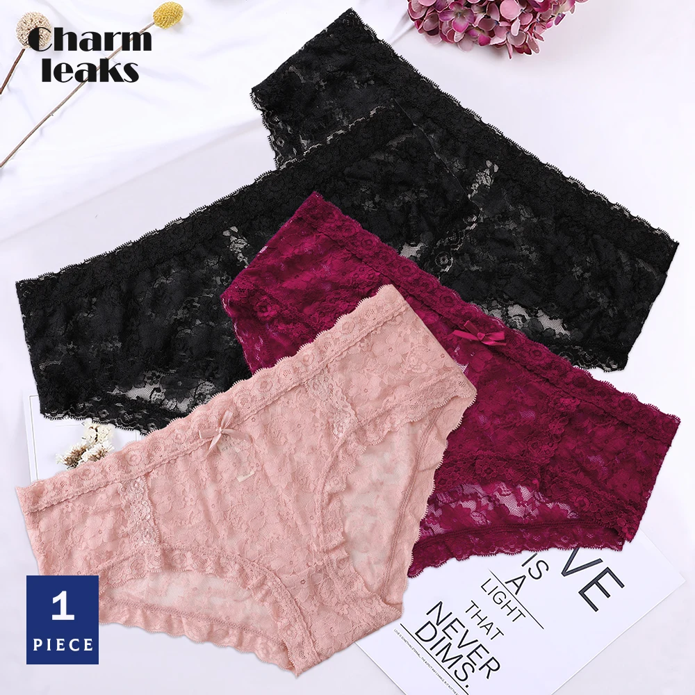 

Charmleaks Women's Underwear Plus Size Lace Panties 1 Piece Briefs Hollow-out Tanga Soft Basic Bottom