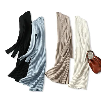 

2020 show temperament elegant! Cultivate morality show thin half a turtleneck wool article pit base knitted dress