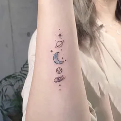 Waterproof Temporary Tattoo Sticker Cute Harajuku Starry Sky Moon Star Design Body Art Fake Tattoo Flash Tattoo Arm Leg Female