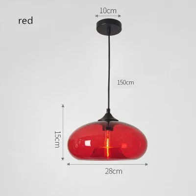Современный стеклянный подвесной светильник, красочный круглый подвесной светильник, Кухонные светильники, подвесной промышленный винтажный светильник, светильник, светильник ing - Цвет корпуса: red