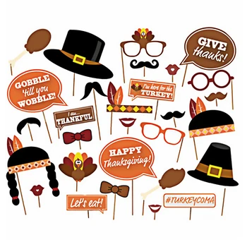 

Besegad 29PCS DIY Paper Photo Booth Prop Kit for Thanksgiving Party Festival Celebration Family Gathering Photography Decoration