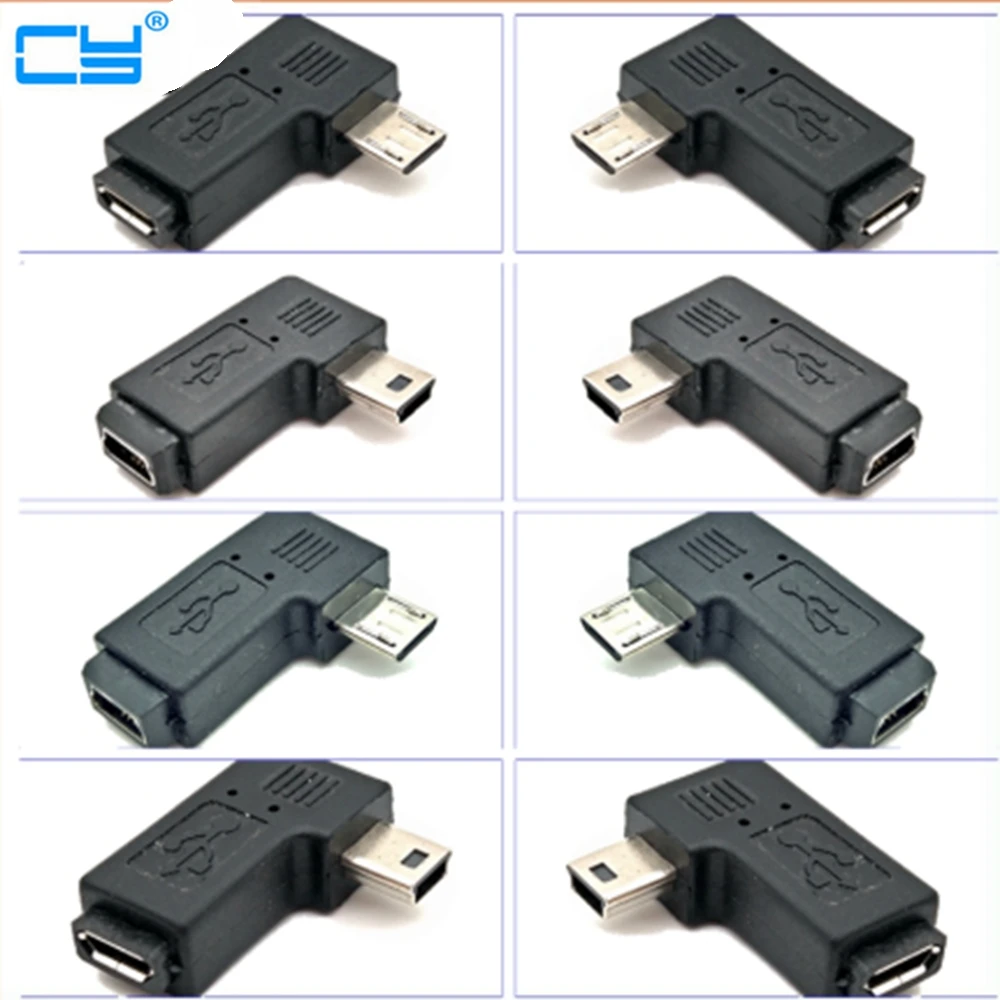 

micro to mini usb 90 Degree Left/Right Angled Mini 5pin to Micro USB Data Adapter mini-mini/micro to micro usb Connector