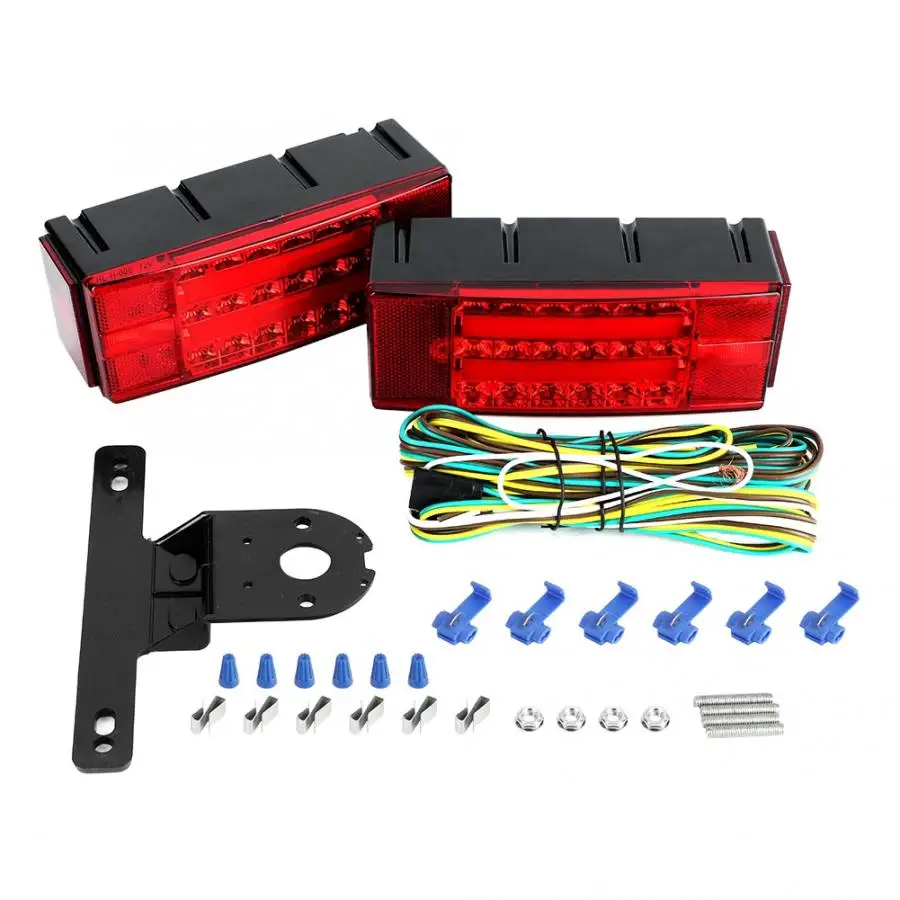

2Pcs Waterproof 12V LED Rectangular Submersible Trailer Truck Tail Brake Stop License Lights Turn Running Marker Lights