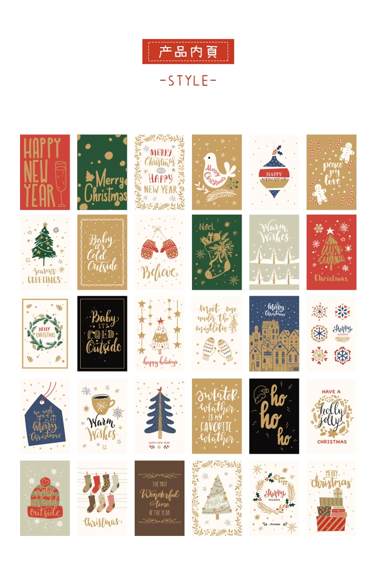 Mr. Бумага 30 шт./кор. Merry Christmas-портмоне с золотым тиснением открытки Санта Клаус с изображением рождественской ёлки снега хлопья поздравительные открытки подарочные открытки
