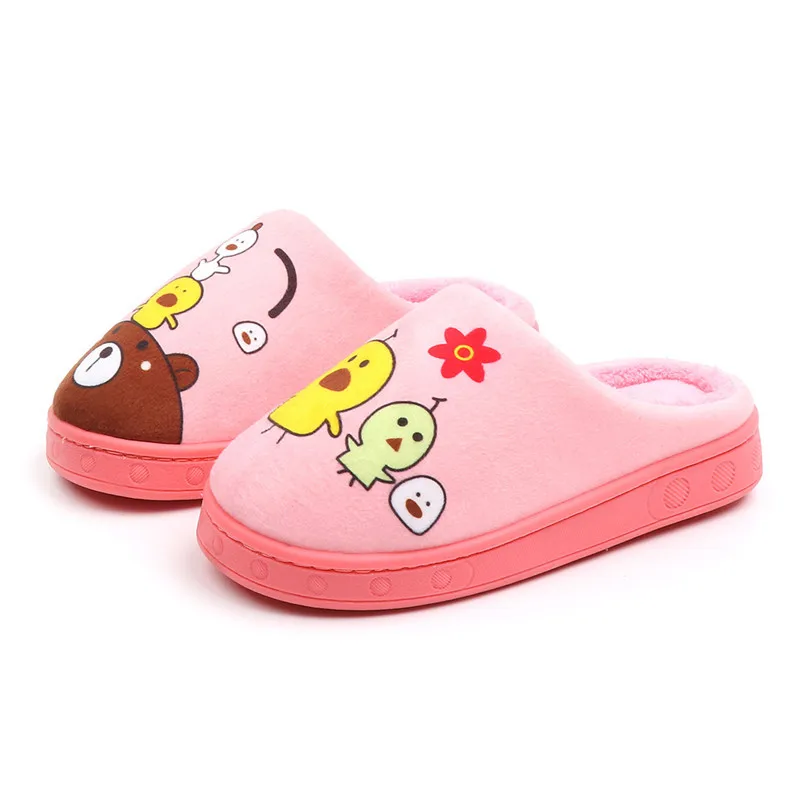 

2019 New Kids Winter Slipper Cartoon Cute Chick Bear Kids House Slippers Toddler Girl Cotton Shoes Baby Boy Slippers