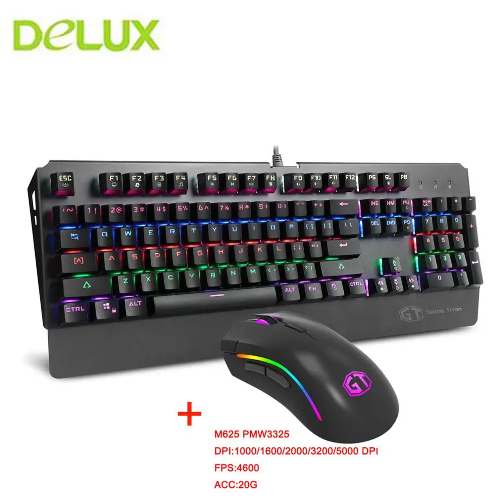 KN06 -m625 PMW3325 Delux мультимедийная usb клавиатура игровая мышь Эргономичный дизайн Проводная клавиатура Подсветка мультимедийная клавиша игровая для настольного компьютера - Цвет: KN06 -m625 PMW3325