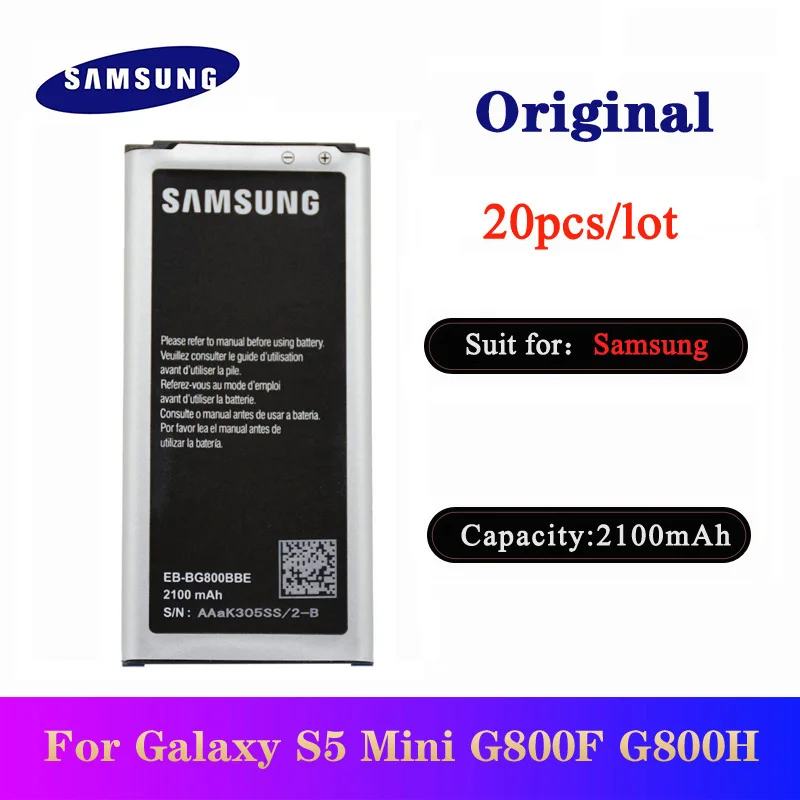 20 шт./лот аккумулятор для Samsung Galaxy S5 mini EB-BG800BBE G870A G800H Оригинальные аккумуляторы