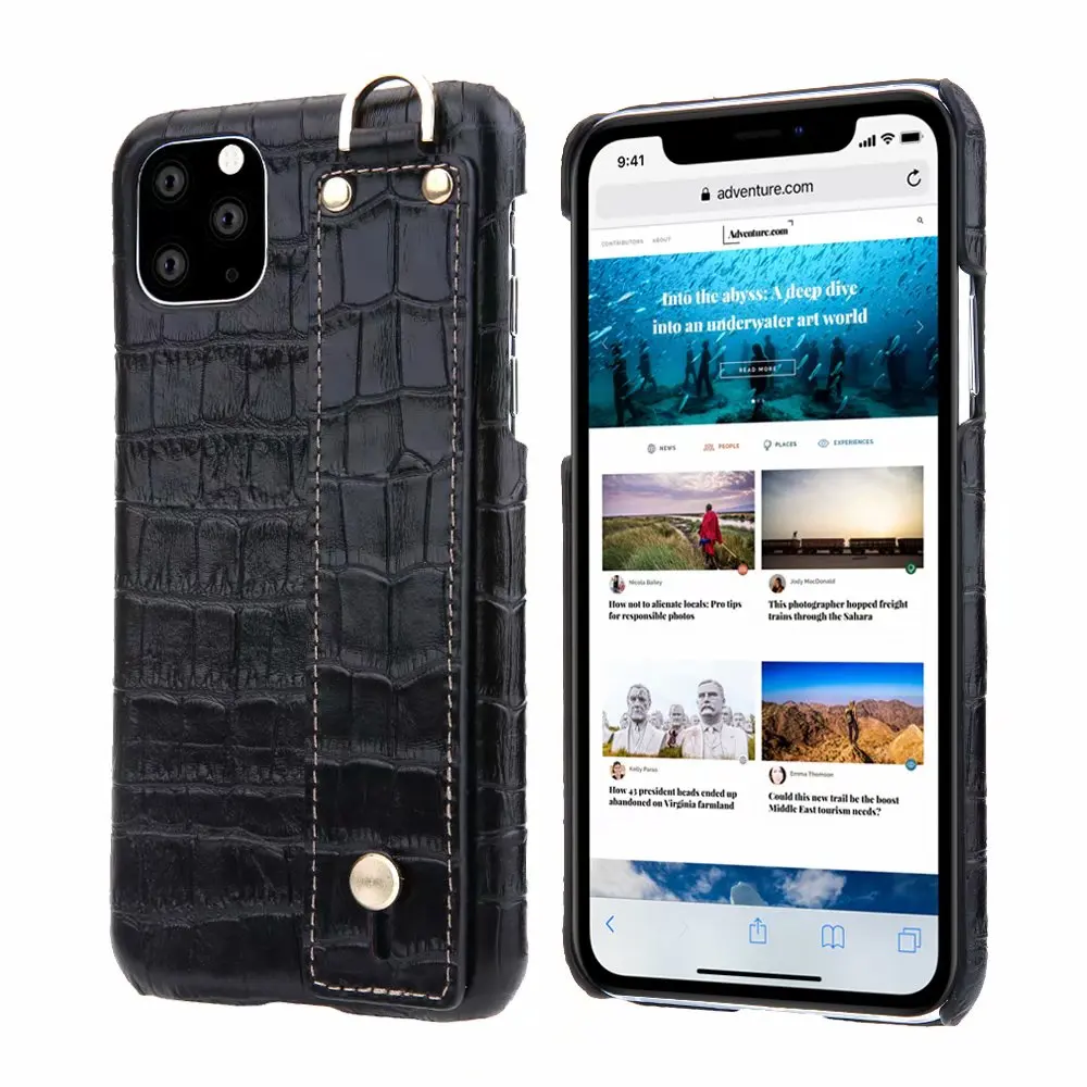 

YXAYN Genuine Leather Crocodile Pattern Strap Ultra Thin Hard for iphone 11 Pro max 13 Pro maxX XS XR 7 8 Plus Phone Case