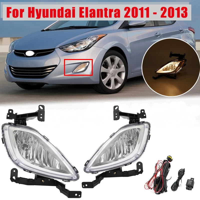 

12V 35W Car Fog Lights Left & Right For Hyundai Elantra 2011 2012 2013 Front Bumper Fog Lamp +Wiring+Switch Assembly