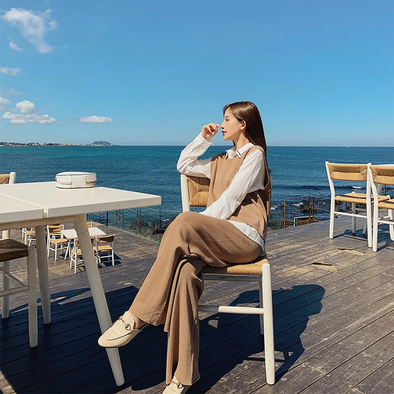 

Fashion WOMEN'S Suit 2019 Autumn New Style Elegant Vest Tops + Loose Pants Online Celebrity Royal Sister Two-Piece Set F7584