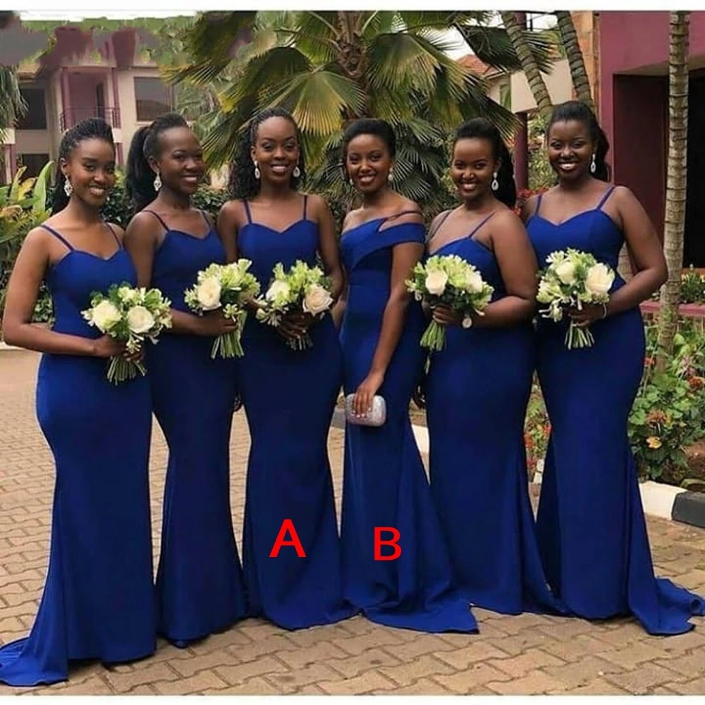 African Royal Blue Mermaid Bridesmaid 